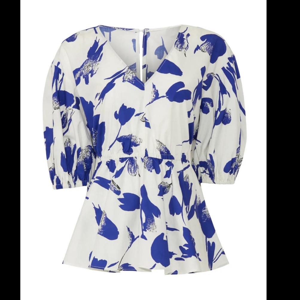 Jason Wu Collective Blue Floral Peplum Top Size 12